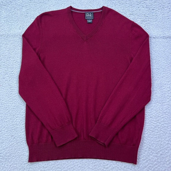 Jos. A. Bank Other - Jos A Bank Executive Collection Sweater L Red 100% Wool‎ Knit V-Neck Pullover